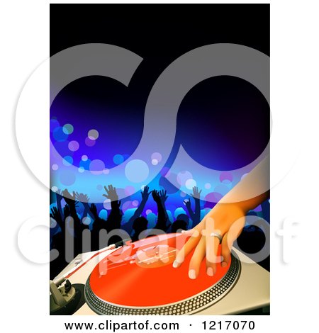 Clipart of a Dj Mixing a Record at a Club - Royalty Free Vector Illustration by dero