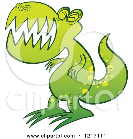 Clipart of a Green Angry T Rex - Royalty Free Vector Illustration by Zooco