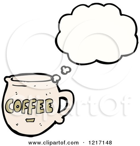 Cartoon of a Mug Thinking - Royalty Free Vector Illustration by lineartestpilot