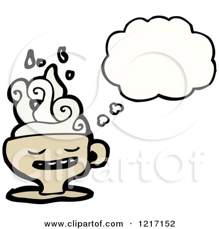 Cartoon of a Walking Teacup Thinking - Royalty Free Vector Illustration by lineartestpilot