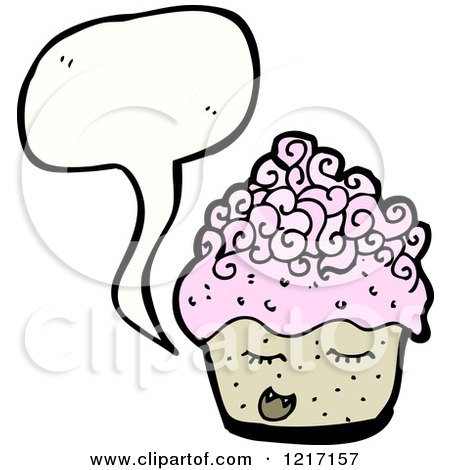 Cartoon of Speaking Cupcake - Royalty Free Vector Illustration by lineartestpilot