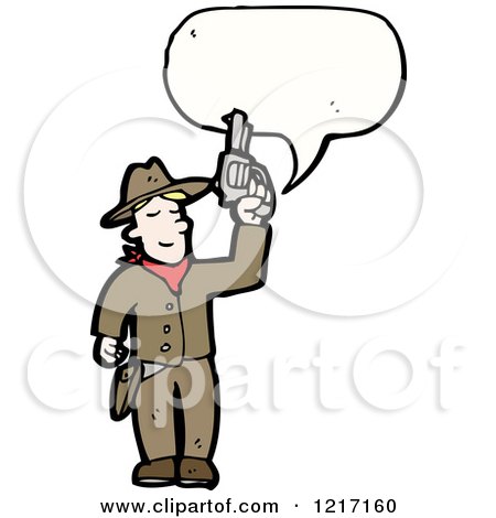 Cartoon of a Gunslinger Speaking - Royalty Free Vector Illustration by lineartestpilot
