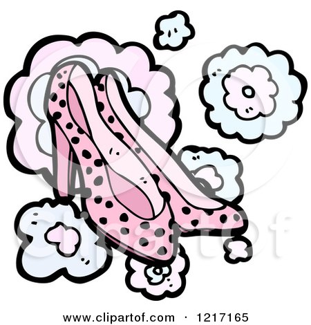Cartoon of a Pair of Polka Dot High Heels - Royalty Free Vector Illustration by lineartestpilot