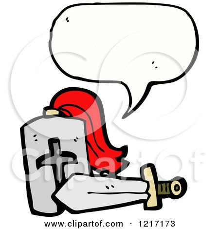 Cartoon of a Knight's Armor Speaking - Royalty Free Vector Illustration by lineartestpilot