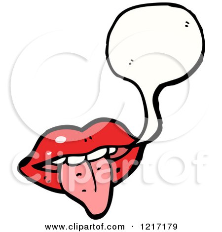 Cartoon of Red Lips with a Tongue Speaking - Royalty Free Vector Illustration by lineartestpilot