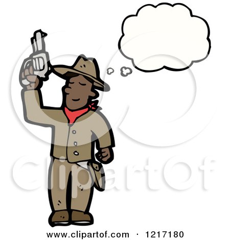 Cartoon of a Thinking Gunslinger - Royalty Free Vector Illustration by lineartestpilot