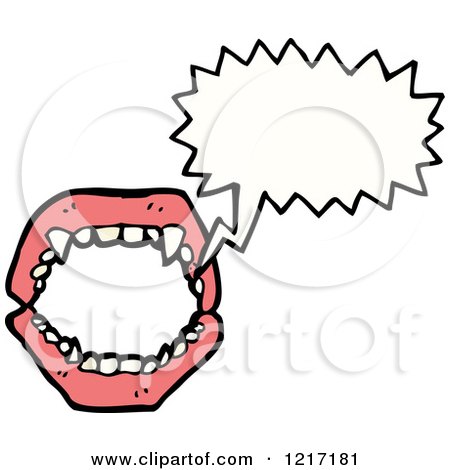 Cartoon of a Set of Vampire Teeth Speaking - Royalty Free Vector Illustration by lineartestpilot