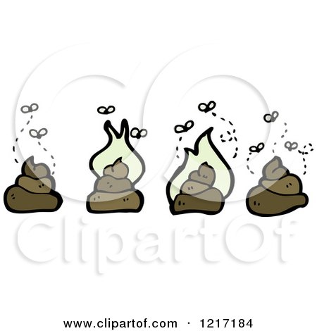 Cartoon of Stinking Piles of Poop - Royalty Free Vector Illustration by lineartestpilot