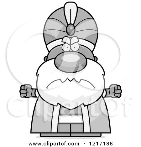 Clipart of a Black and White Mad Maharaja High King - Royalty Free Vector Illustration by Cory Thoman