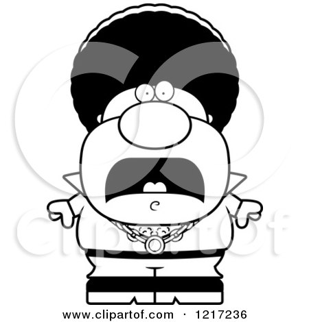 Clipart of a Black and White Scared Disco Man - Royalty Free Vector Illustration by Cory Thoman