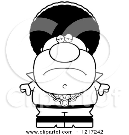 Clipart of a Black and White Depressed Disco Man - Royalty Free Vector Illustration by Cory Thoman