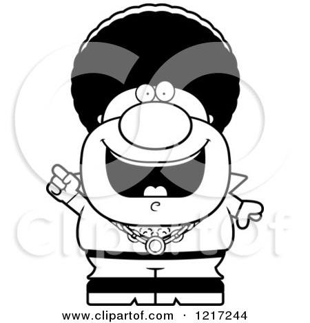 Clipart of a Black and White Disco Man with an Idea - Royalty Free Vector Illustration by Cory Thoman