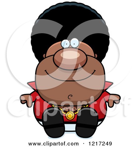Clipart of a Happy Black Disco Man Sitting - Royalty Free Vector Illustration by Cory Thoman
