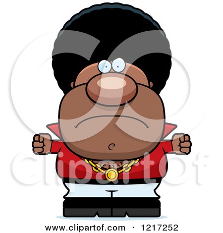 Clipart of a Mad Black Disco Man Holding up Balled Fists - Royalty Free Vector Illustration by Cory Thoman