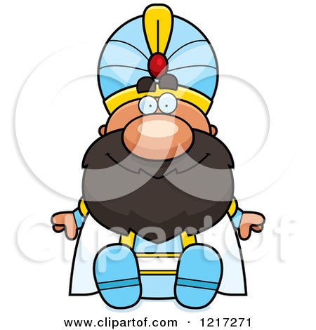 Clipart of a Happy Sitting Sultan - Royalty Free Vector Illustration by Cory Thoman