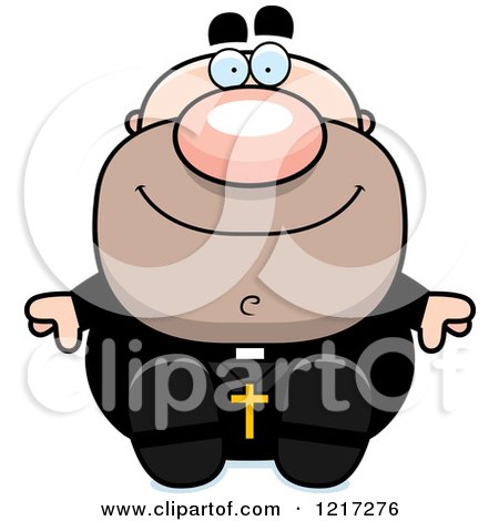 Clipart of a Happy Sitting Priest - Royalty Free Vector Illustration by Cory Thoman