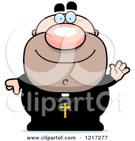 Clipart of a Friendly Waving Priest - Royalty Free Vector Illustration by Cory Thoman