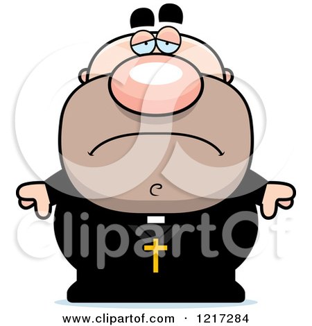 Clipart of a Depressed Priest - Royalty Free Vector Illustration by Cory Thoman