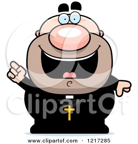 Clipart of a Happy Priest with an Idea - Royalty Free Vector Illustration by Cory Thoman