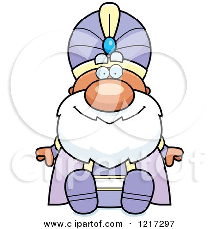 Clipart of a Happy Sitting Maharaja High King - Royalty Free Vector Illustration by Cory Thoman