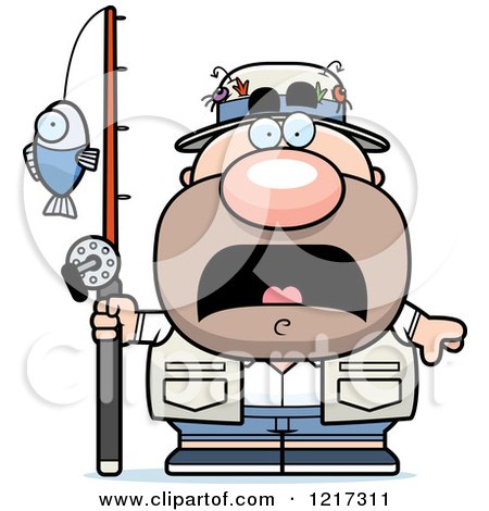 Clipart of a Scared Fisherman - Royalty Free Vector Illustration by Cory Thoman