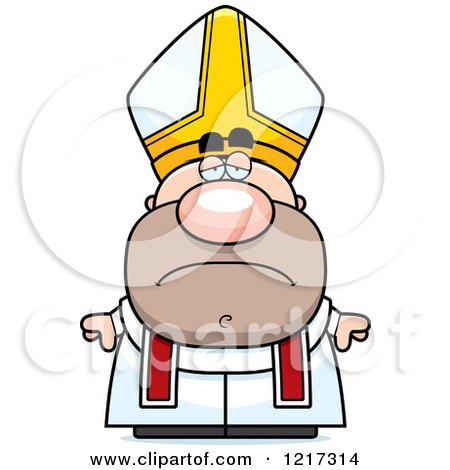 Cartoon of a Depressed Pope - Royalty Free Vector Clipart by Cory Thoman
