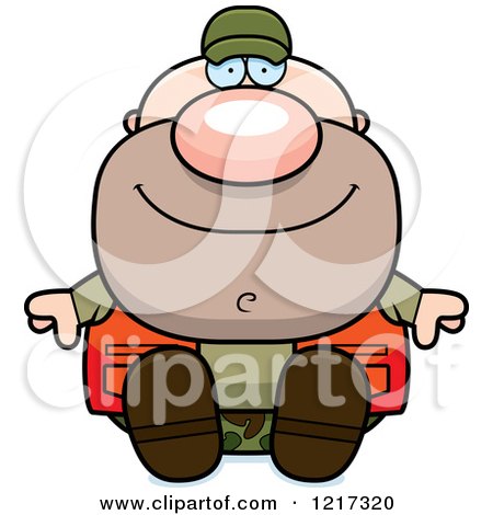 Clipart of a Happy Sitting Hunter Man - Royalty Free Vector Illustration by Cory Thoman