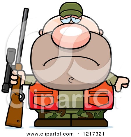 Clipart of a Depressed Hunter Man - Royalty Free Vector Illustration by Cory Thoman