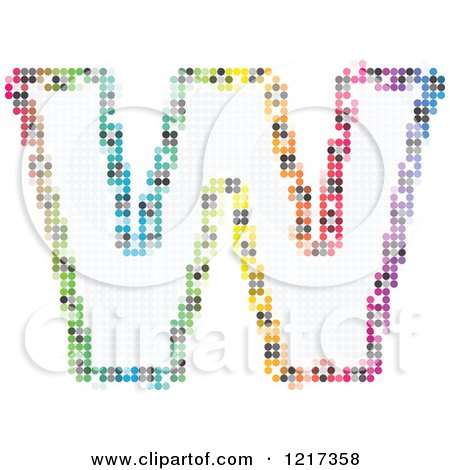 Clipart of a Colorful Pixelated Capital Letter W - Royalty Free Vector Illustration by Andrei Marincas
