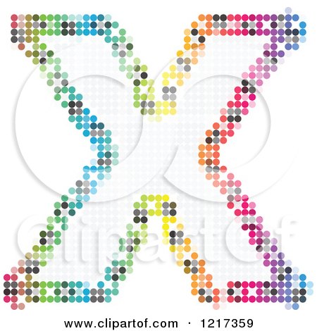 Clipart of a Colorful Pixelated Capital Letter X - Royalty Free Vector Illustration by Andrei Marincas