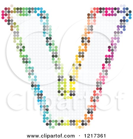 Clipart of a Colorful Pixelated Capital Letter V - Royalty Free Vector Illustration by Andrei Marincas