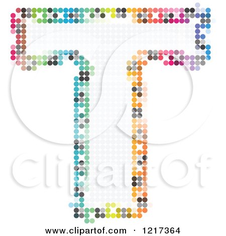 Clipart of a Colorful Pixelated Capital Letter T - Royalty Free Vector Illustration by Andrei Marincas