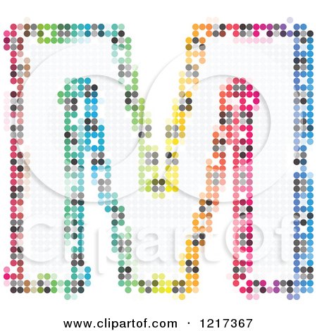 Clipart of a Colorful Pixelated Capital Letter M - Royalty Free Vector Illustration by Andrei Marincas