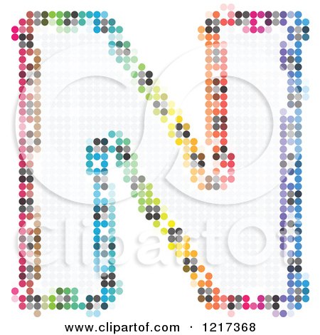 Clipart of a Colorful Pixelated Capital Letter N - Royalty Free Vector Illustration by Andrei Marincas