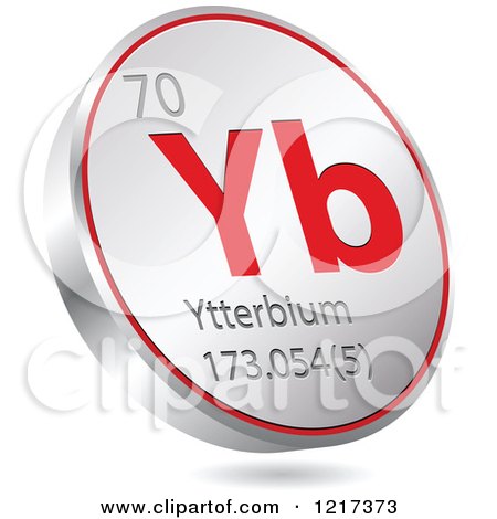 Clipart of a 3d Floating Round Red and Silver Ytterbium Chemical Element Icon - Royalty Free Vector Illustration by Andrei Marincas