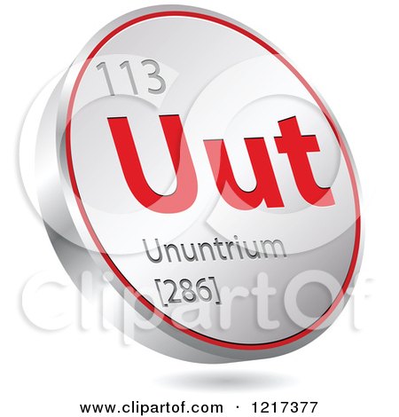 Clipart of a 3d Floating Round Red and Silver Ununtrium Chemical Element Icon - Royalty Free Vector Illustration by Andrei Marincas