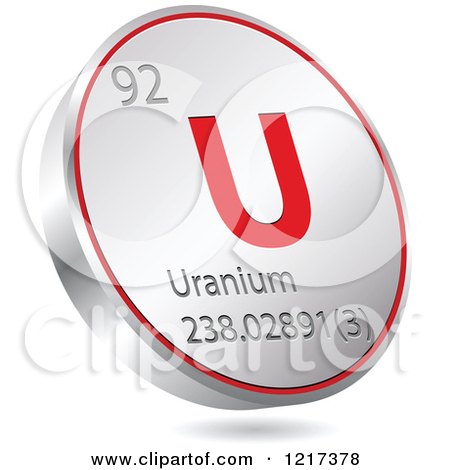 Clipart of a 3d Floating Round Red and Silver Uranium Chemical Element Icon - Royalty Free Vector Illustration by Andrei Marincas