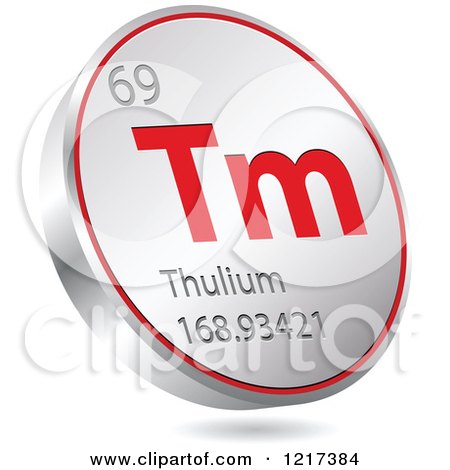 Clipart of a 3d Floating Round Red and Silver Thulium Chemical Element Icon - Royalty Free Vector Illustration by Andrei Marincas