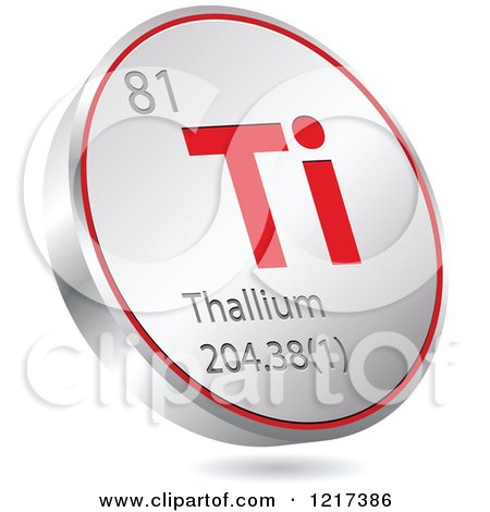 Clipart of a 3d Floating Round Red and Silver Thallium Chemical Element Icon - Royalty Free Vector Illustration by Andrei Marincas