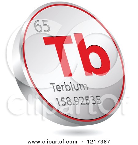 Clipart of a 3d Floating Round Red and Silver Terbium Chemical Element Icon - Royalty Free Vector Illustration by Andrei Marincas