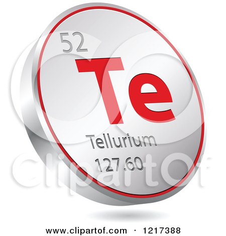 Clipart of a 3d Floating Round Red and Silver Tellurium Chemical Element Icon - Royalty Free Vector Illustration by Andrei Marincas