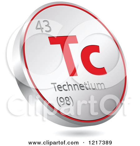 Clipart of a 3d Floating Round Red and Silver Technetium Chemical Element Icon - Royalty Free Vector Illustration by Andrei Marincas