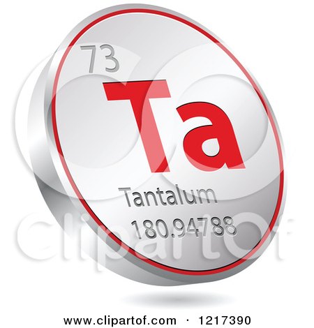 Clipart of a 3d Floating Round Red and Silver Tantalum Chemical Element Icon - Royalty Free Vector Illustration by Andrei Marincas