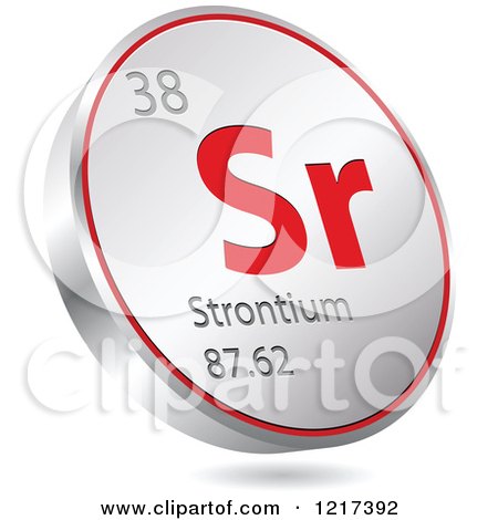 Clipart of a 3d Floating Round Red and Silver Strontium Chemical Element Icon - Royalty Free Vector Illustration by Andrei Marincas