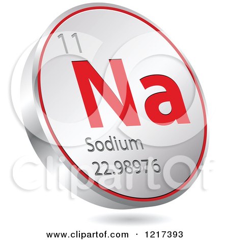 Clipart of a 3d Floating Round Red and Silver Sodium Chemical Element Icon - Royalty Free Vector Illustration by Andrei Marincas