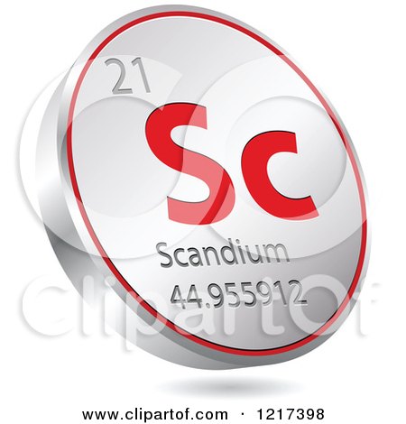 Clipart of a 3d Floating Round Red and Silver Scandium Chemical Element Icon - Royalty Free Vector Illustration by Andrei Marincas