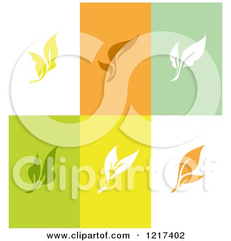 Clipart of Colorful Leaves on Different Backgrounds - Royalty Free Vector Illustration by elena
