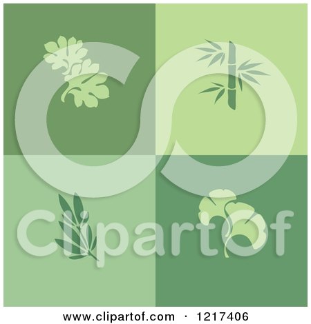 Clipart of Green Leaf Logos - Royalty Free Vector Illustration by elena