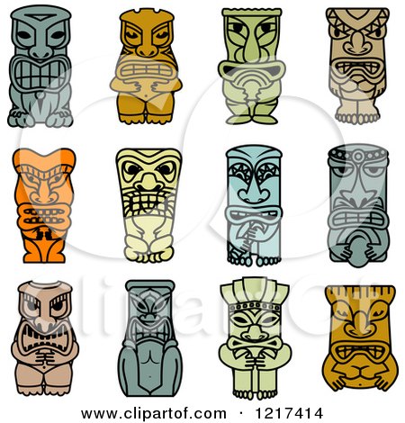 Clipart of Idol and Demon Tribal Masks 2 - Royalty Free Vector Illustration by Vector Tradition SM