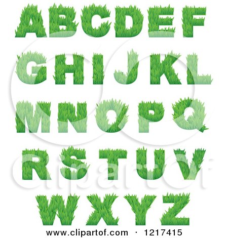 Clipart of Green Grassy Capital Alphabet Letters - Royalty Free Vector Illustration by Vector Tradition SM